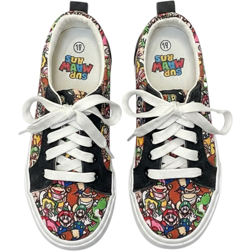Super Mario Little Kids Sneakers Back to School 13 Canvas Lace Up